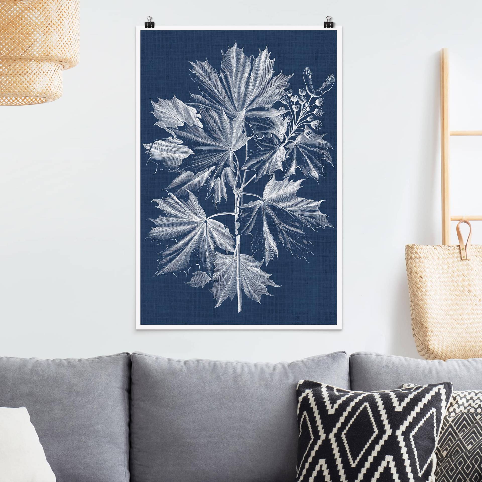 Poster Blumen Denim Pflanzenstudie V von Klebefieber