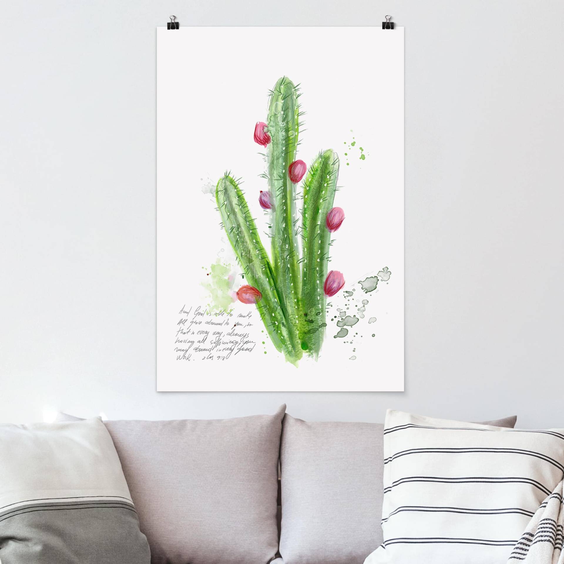 Poster Blumen Kaktus mit Bibelvers II von Klebefieber
