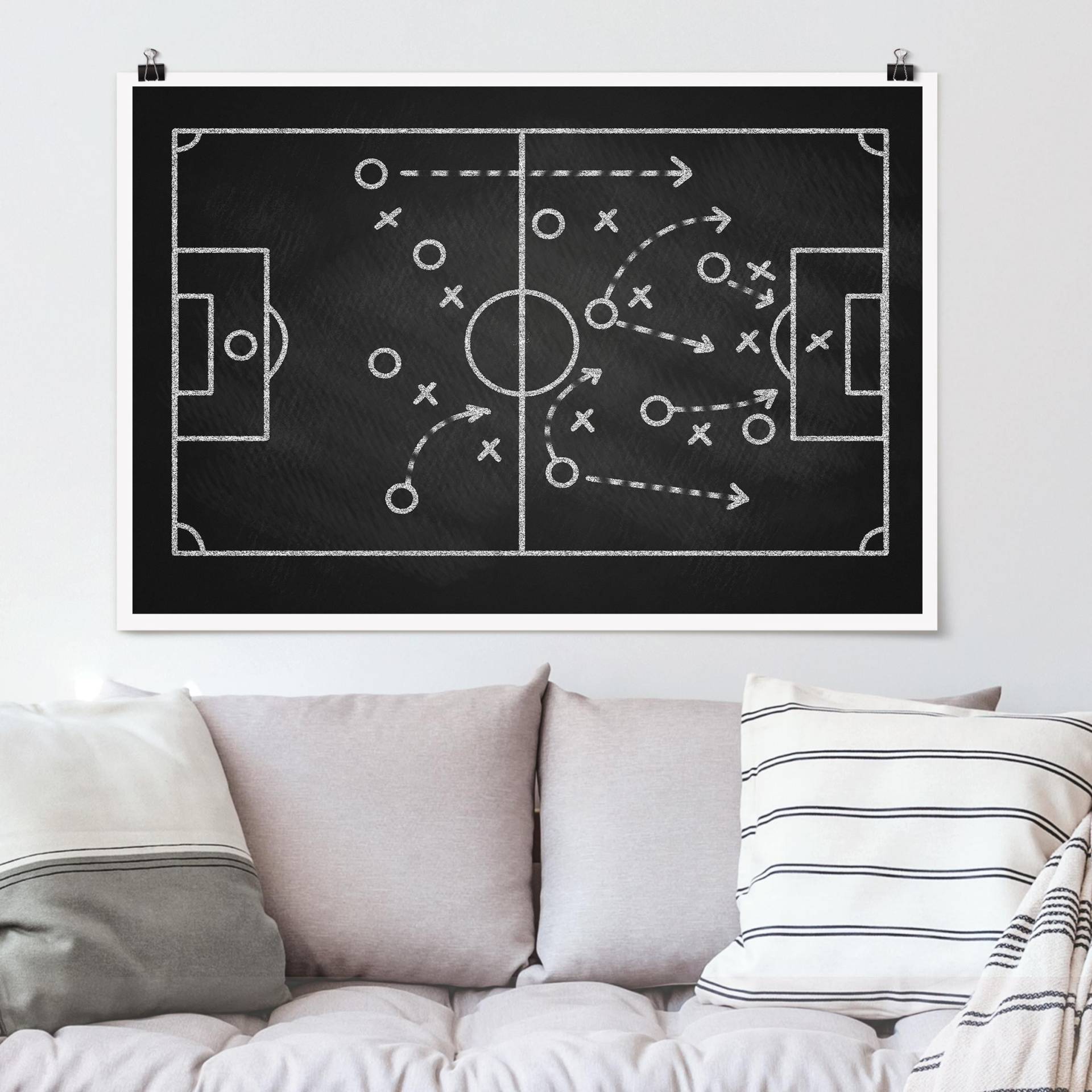 Poster Fußballstrategie auf Tafel von Klebefieber