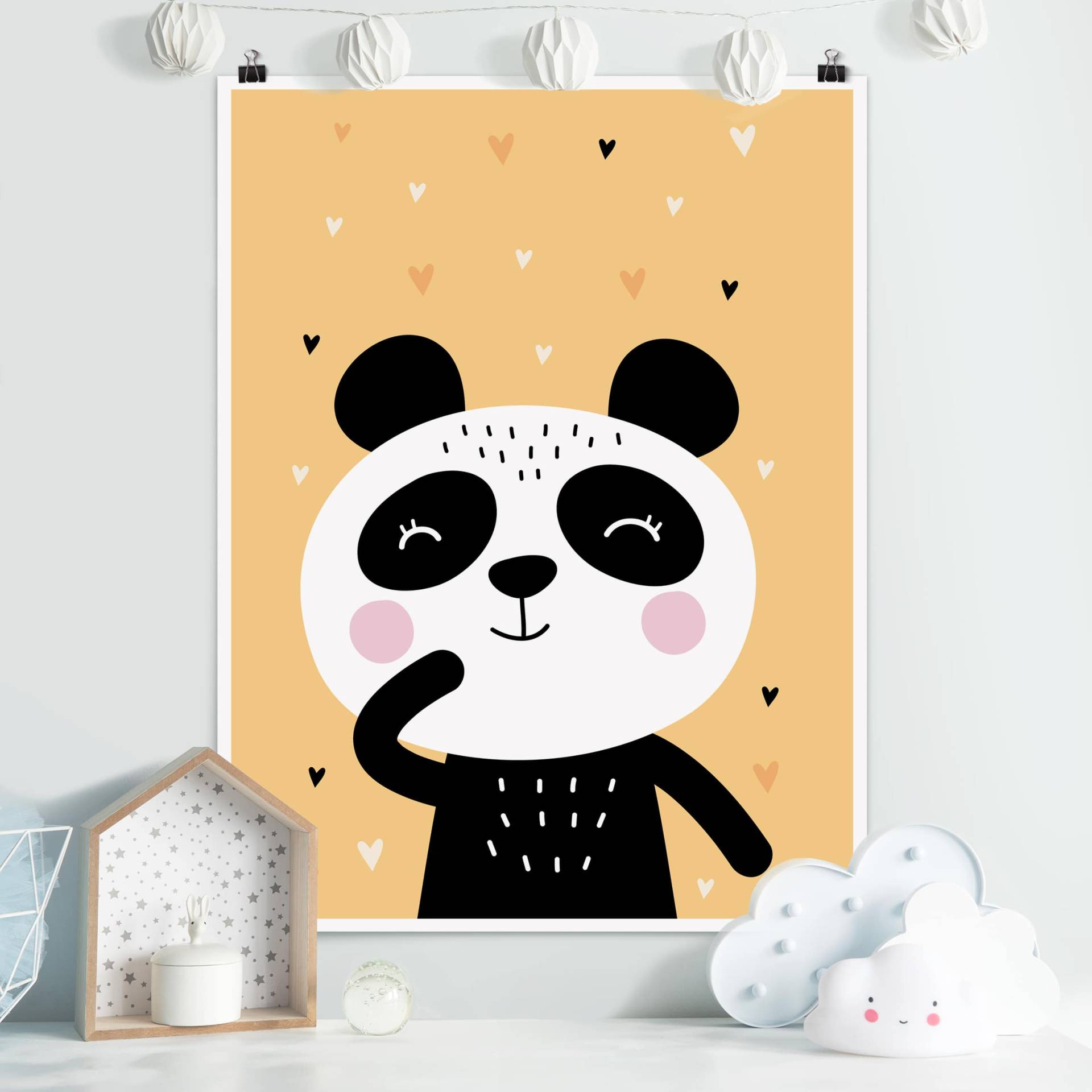 Poster Kinderzimmer Der glückliche Panda von Klebefieber