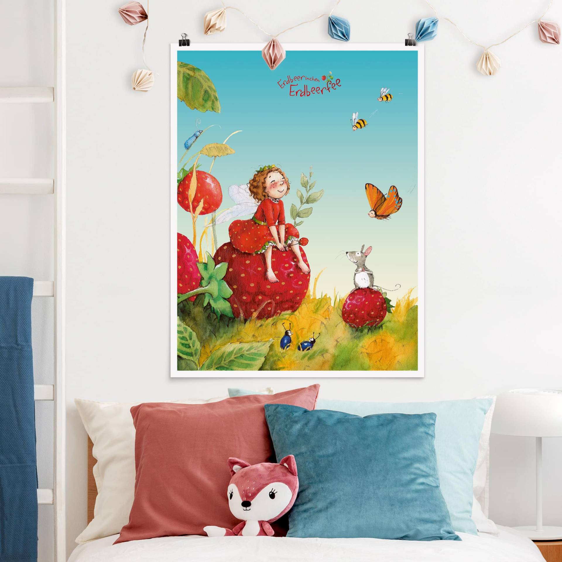 Poster Kinderzimmer Erdbeerinchen Erdbeerfee - Zauberhaft von Klebefieber