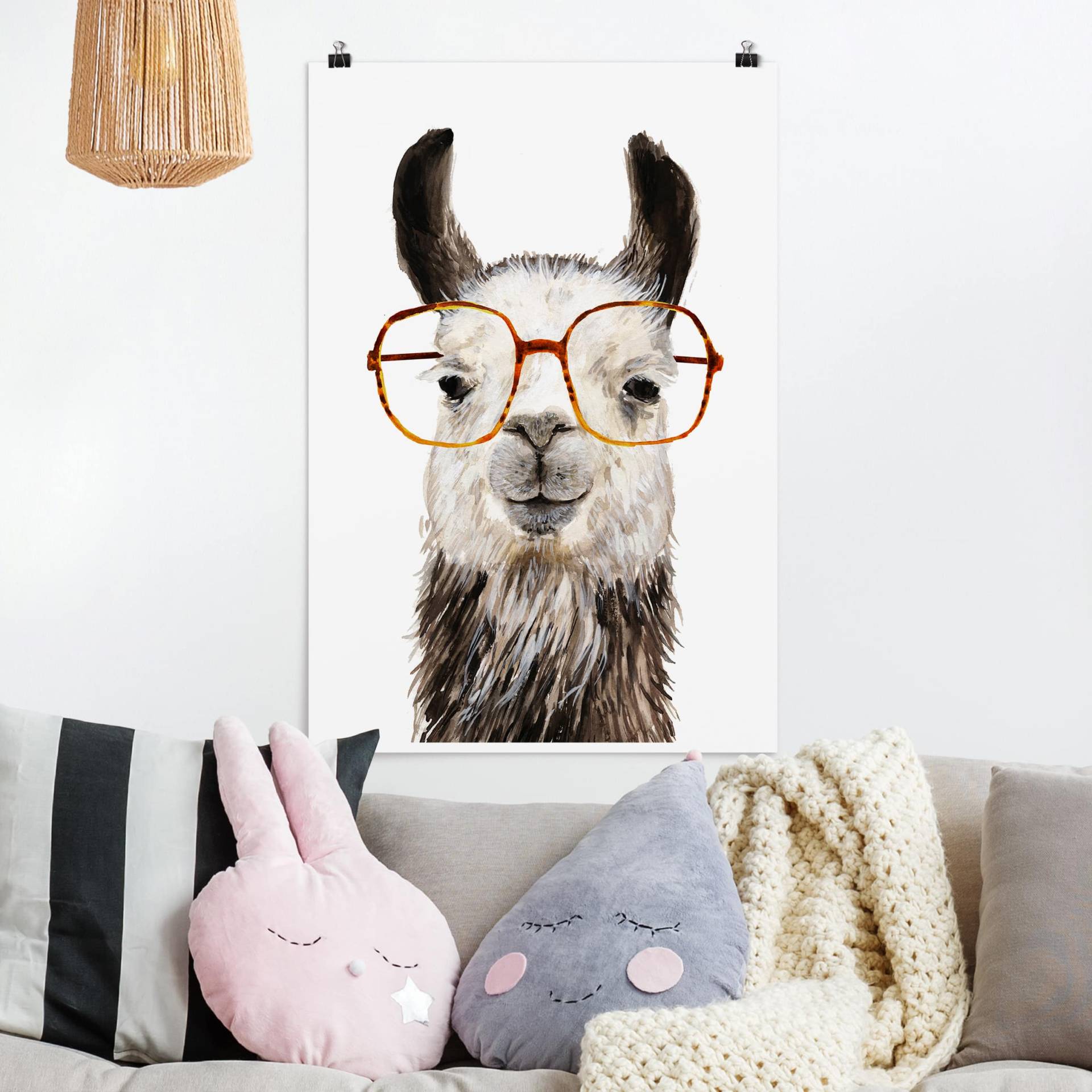 Poster Kinderzimmer Hippes Lama mit Brille IV von Klebefieber
