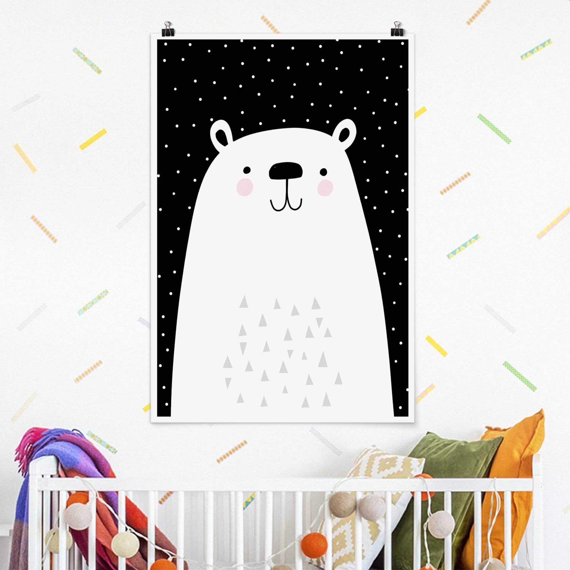 Poster Kinderzimmer Tierpark mit Mustern - Eisbär von Klebefieber