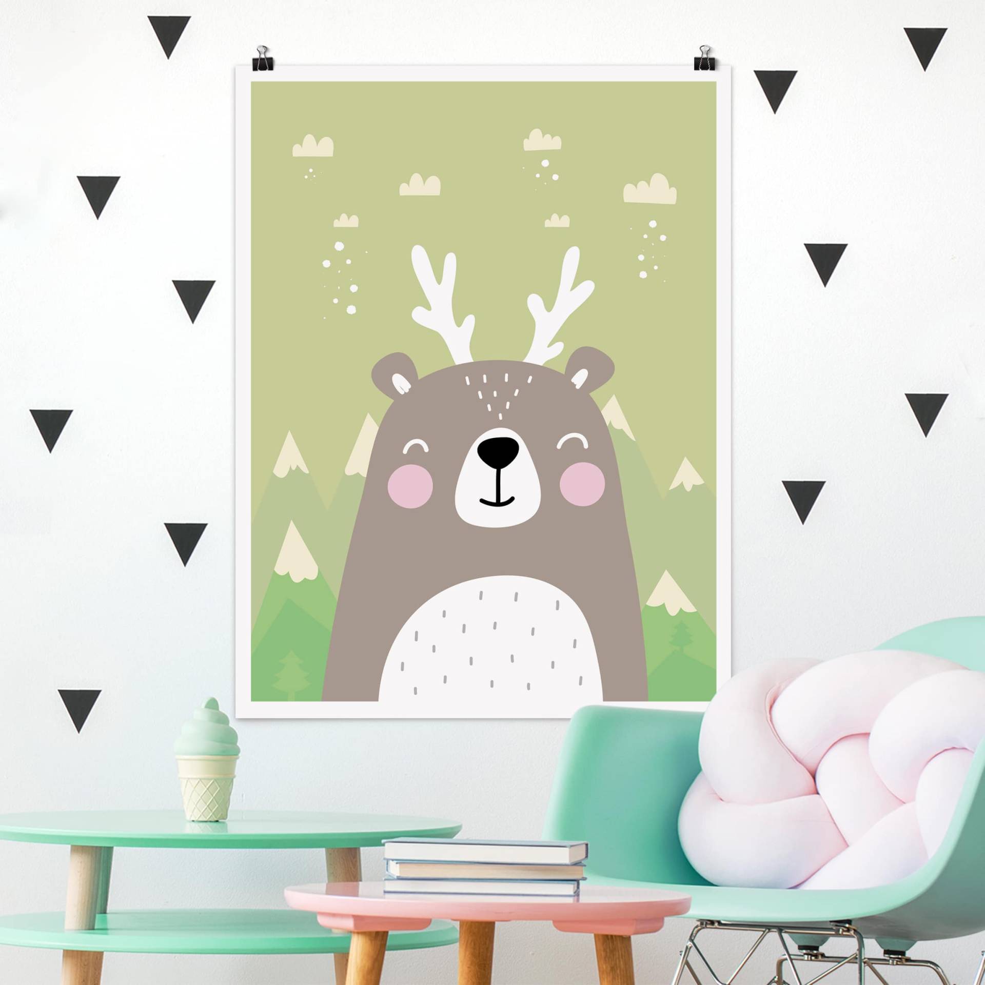 Poster Kinderzimmer Wolpertinger Bärchen von Klebefieber