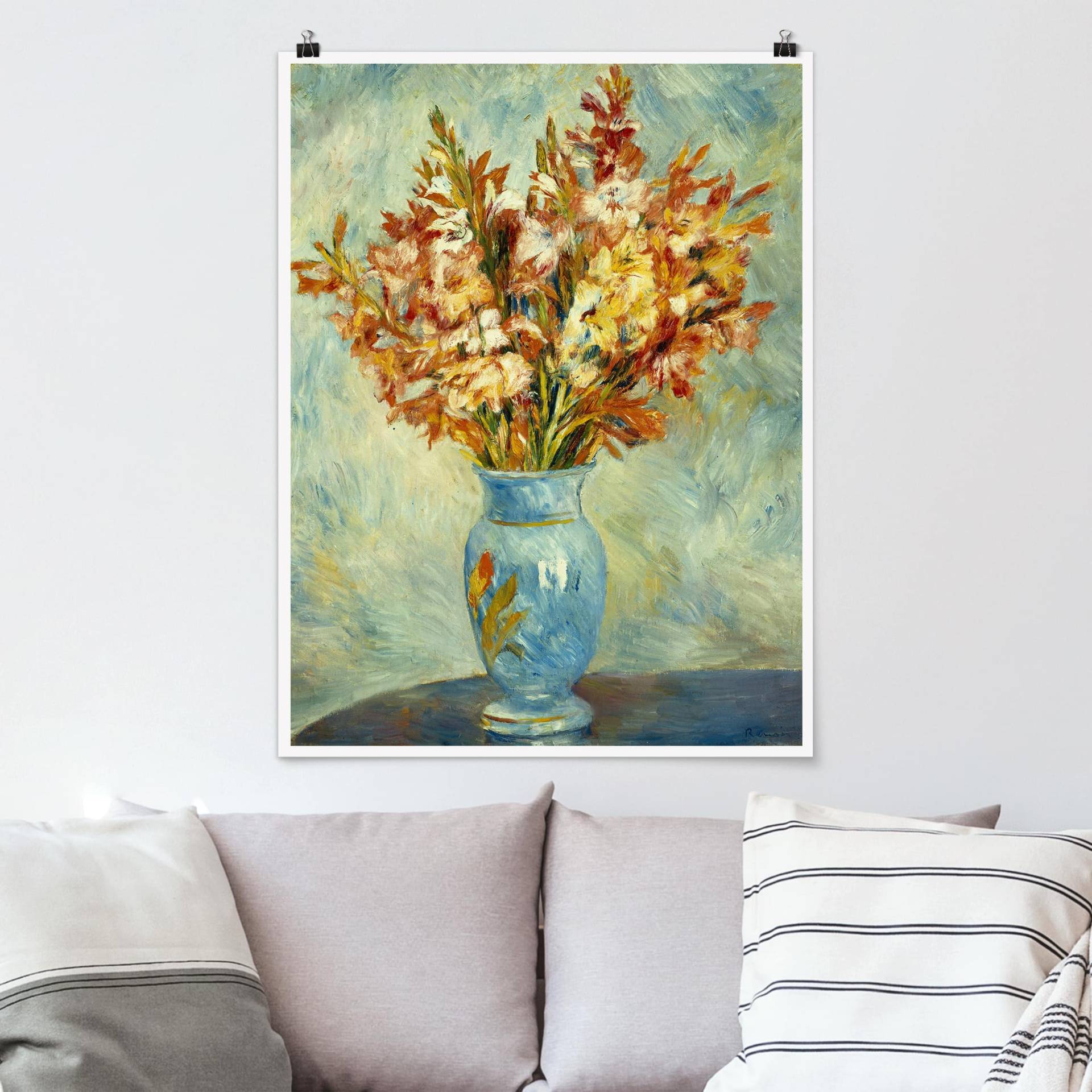 Poster Kunstdruck Auguste Renoir - Gladiolen in Vase von Klebefieber