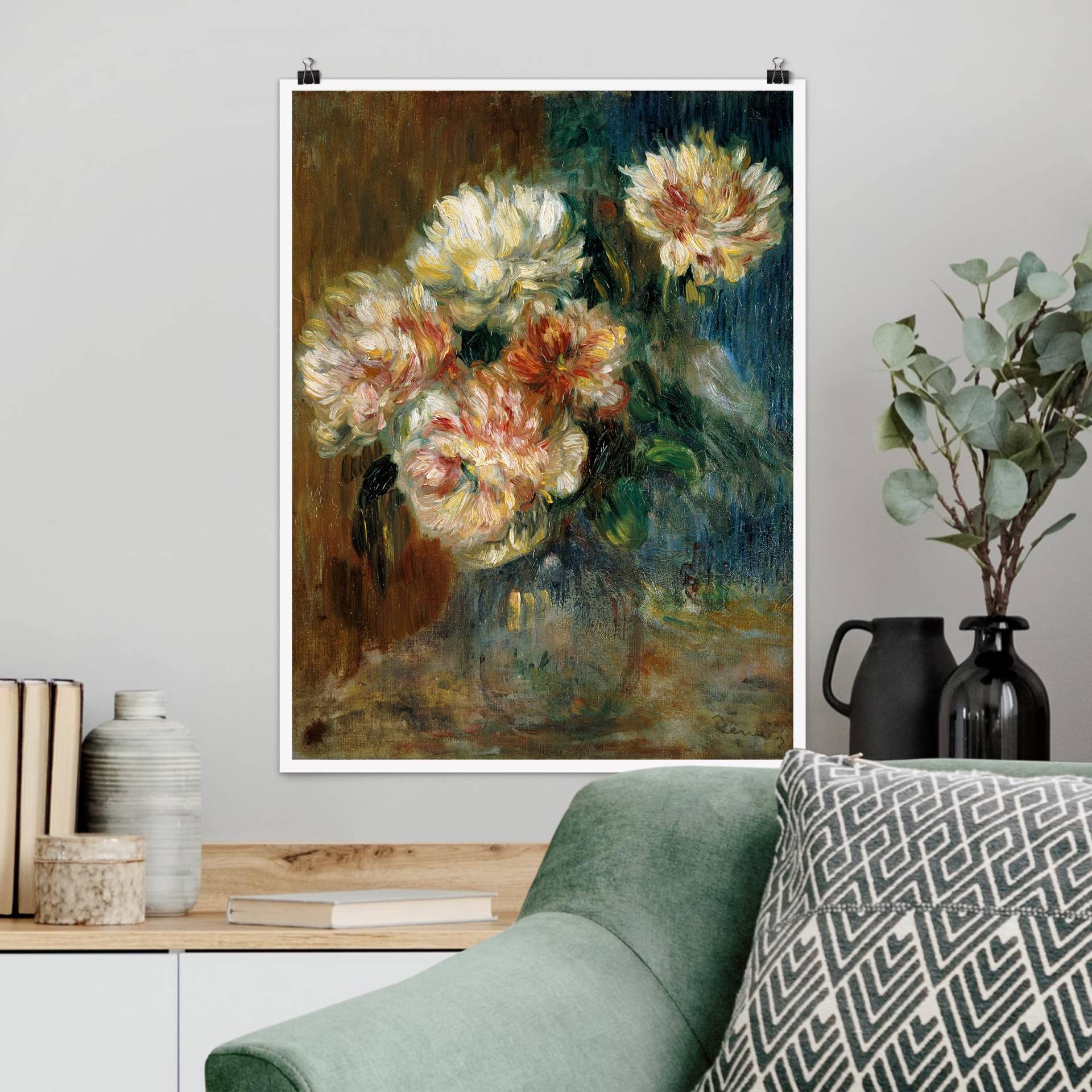 Poster Kunstdruck Auguste Renoir - Vase Pfingstrosen von Klebefieber