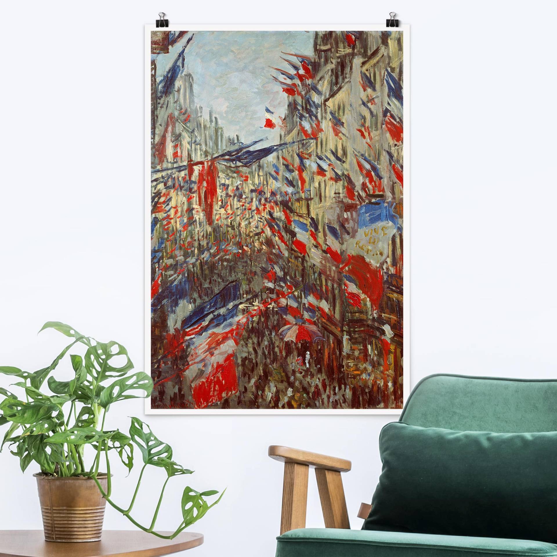 Poster Kunstdruck Claude Monet - Straße im Flaggenschmuck von Klebefieber