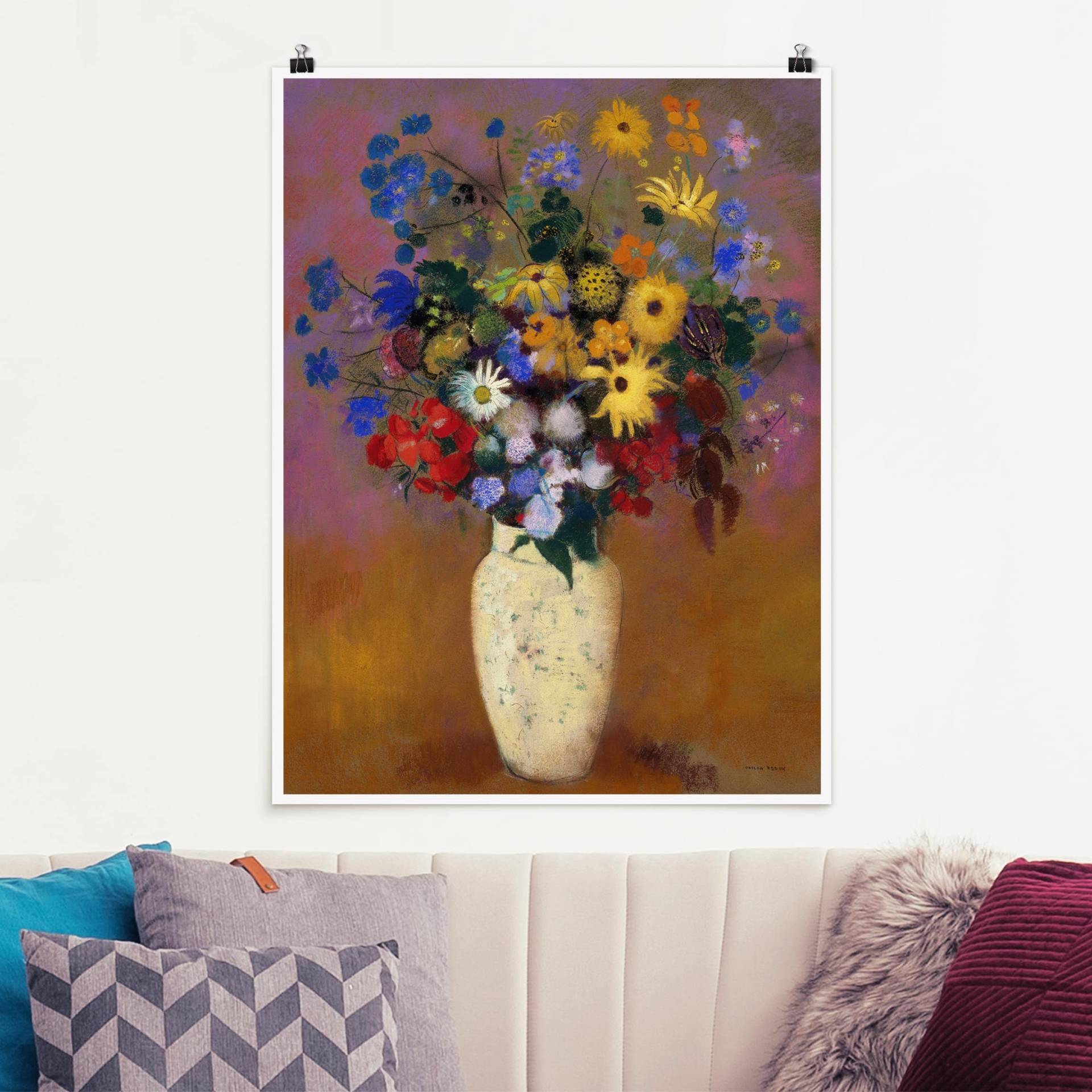 Poster Kunstdruck Odilon Redon - Blumen in einer Vase von Klebefieber
