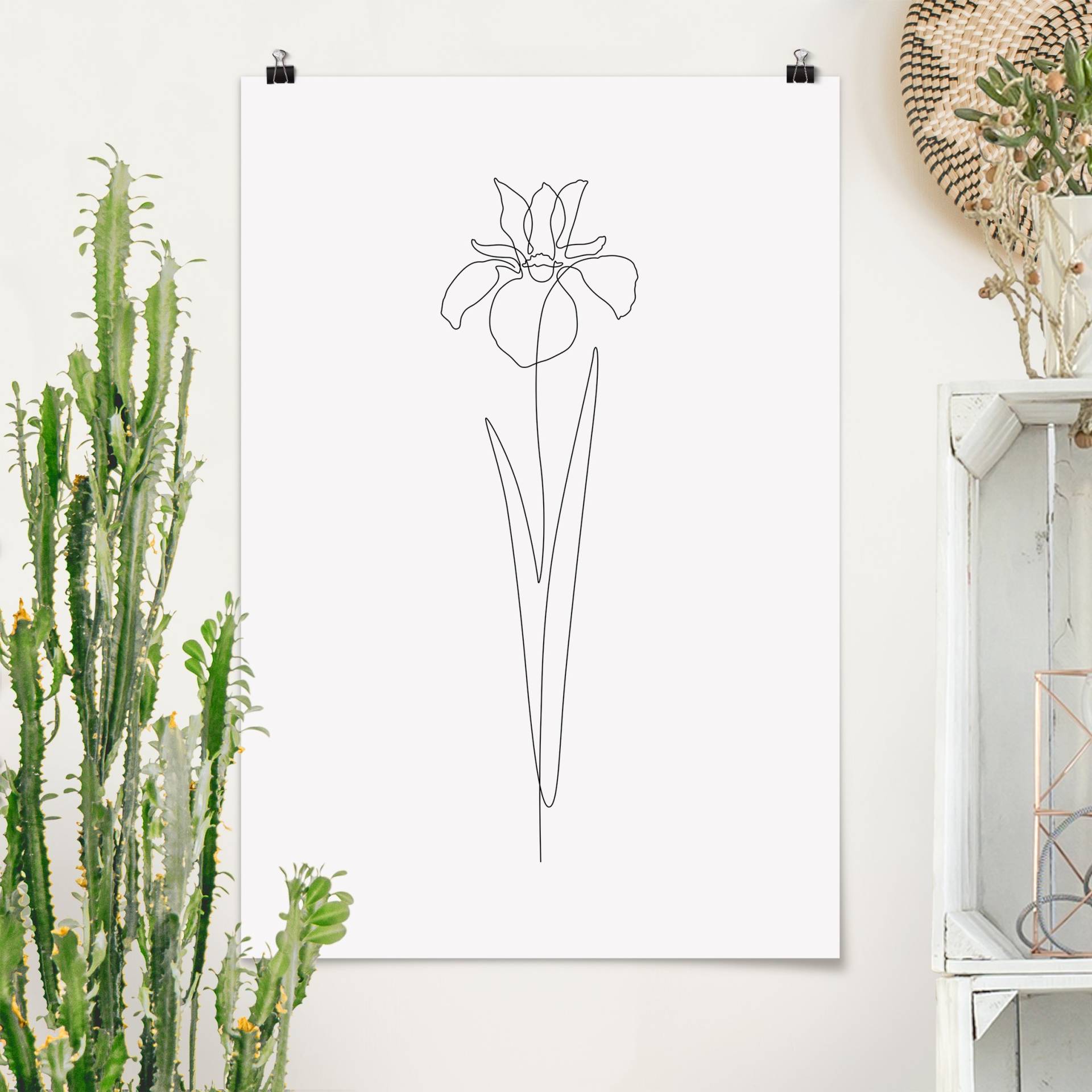 Poster Line Art Blumen - Iris von Klebefieber