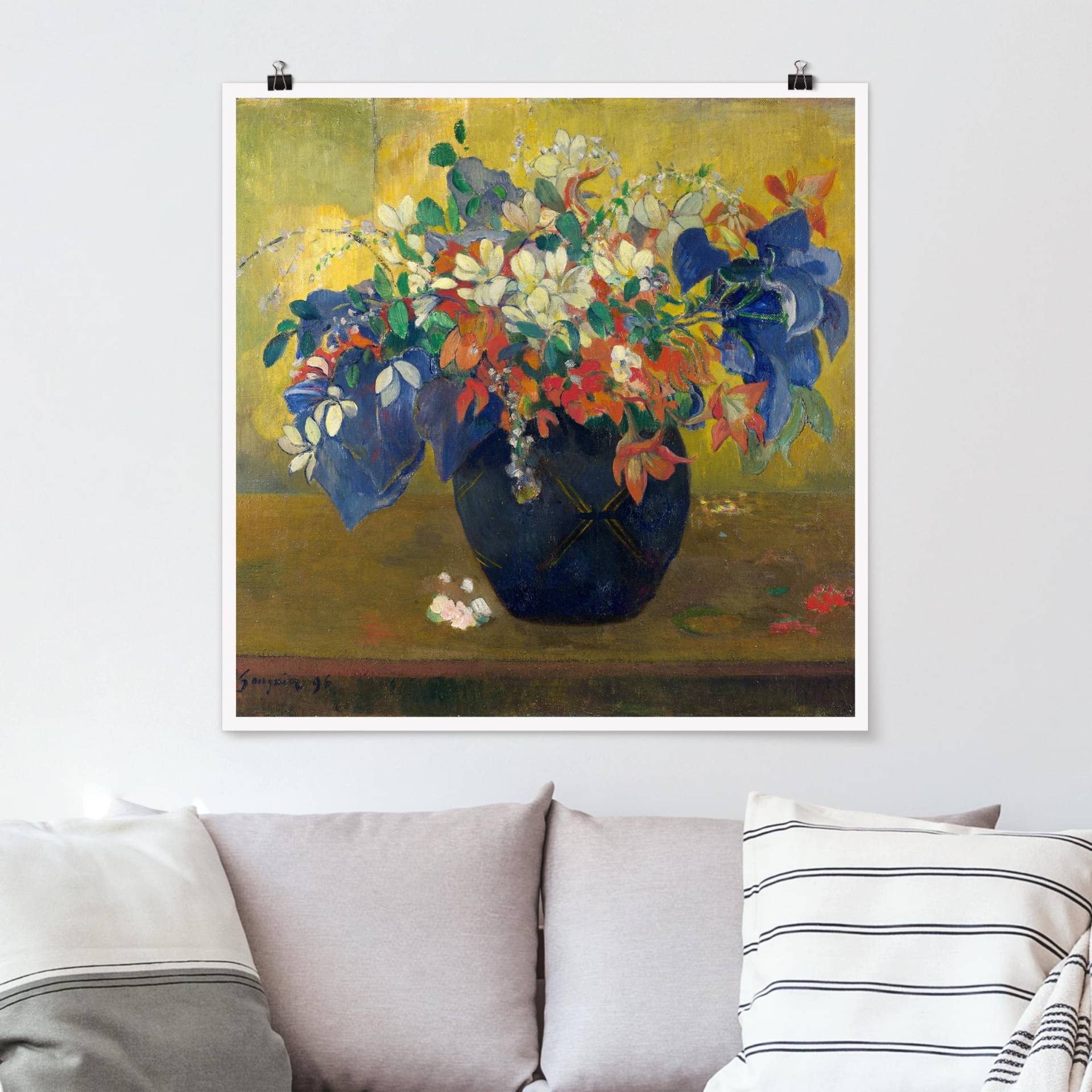 Poster Paul Gauguin - Vase mit Blumen von Klebefieber