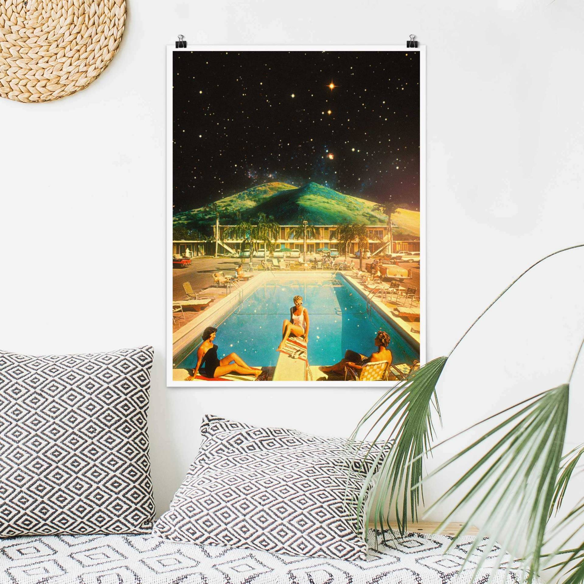 Poster Retro Collage - Weltraum Pool von Klebefieber