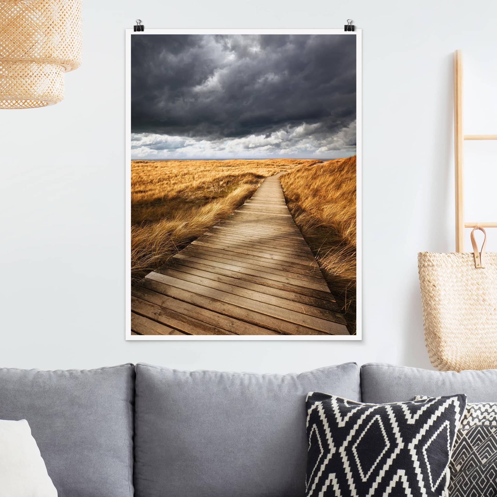 Poster Strand Weg in den Dünen von Klebefieber