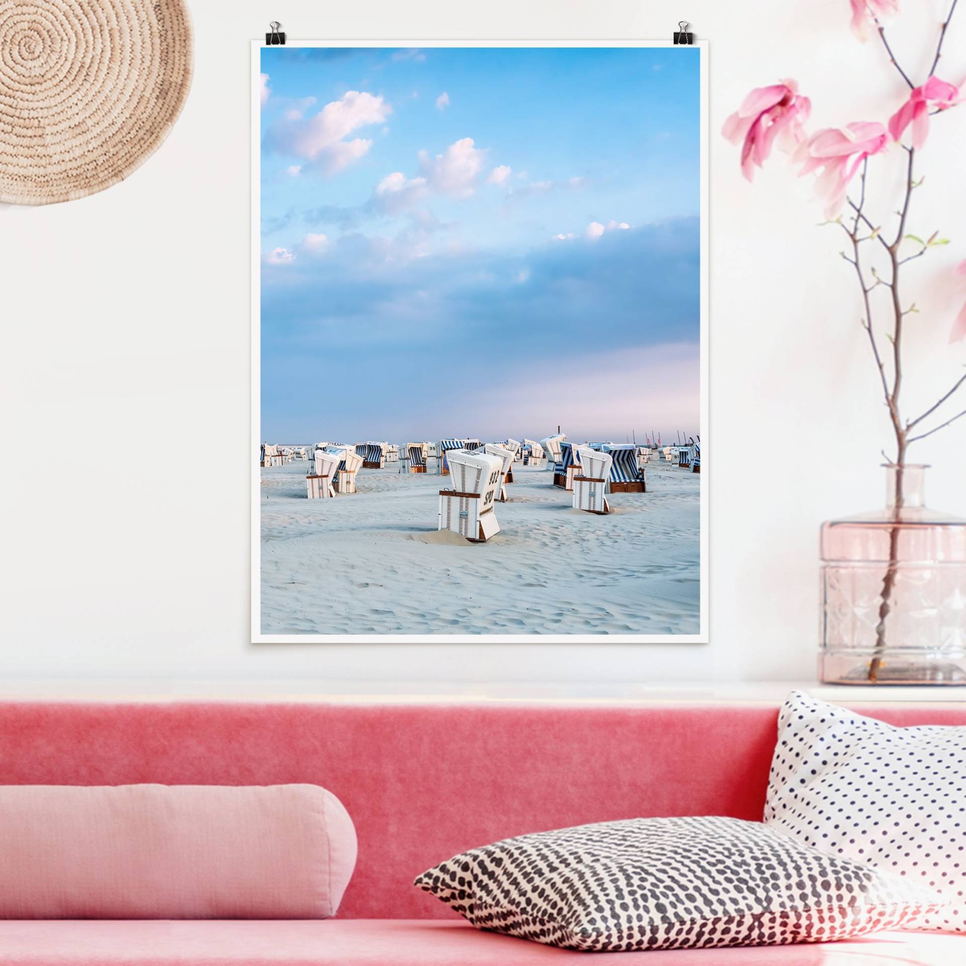 Poster Strandkörbe an der Nordsee von Klebefieber