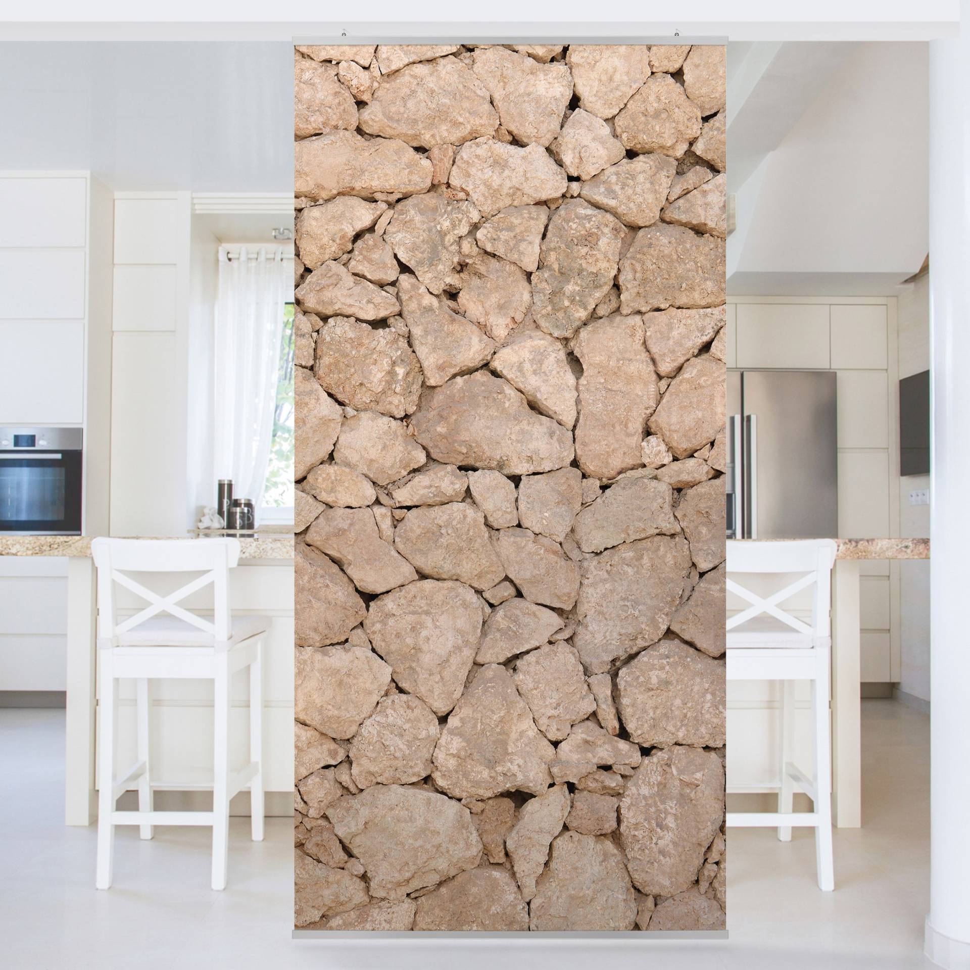Raumteiler Apulia Stone Wall - Alte Steinmauer aus großen Steinen von Klebefieber