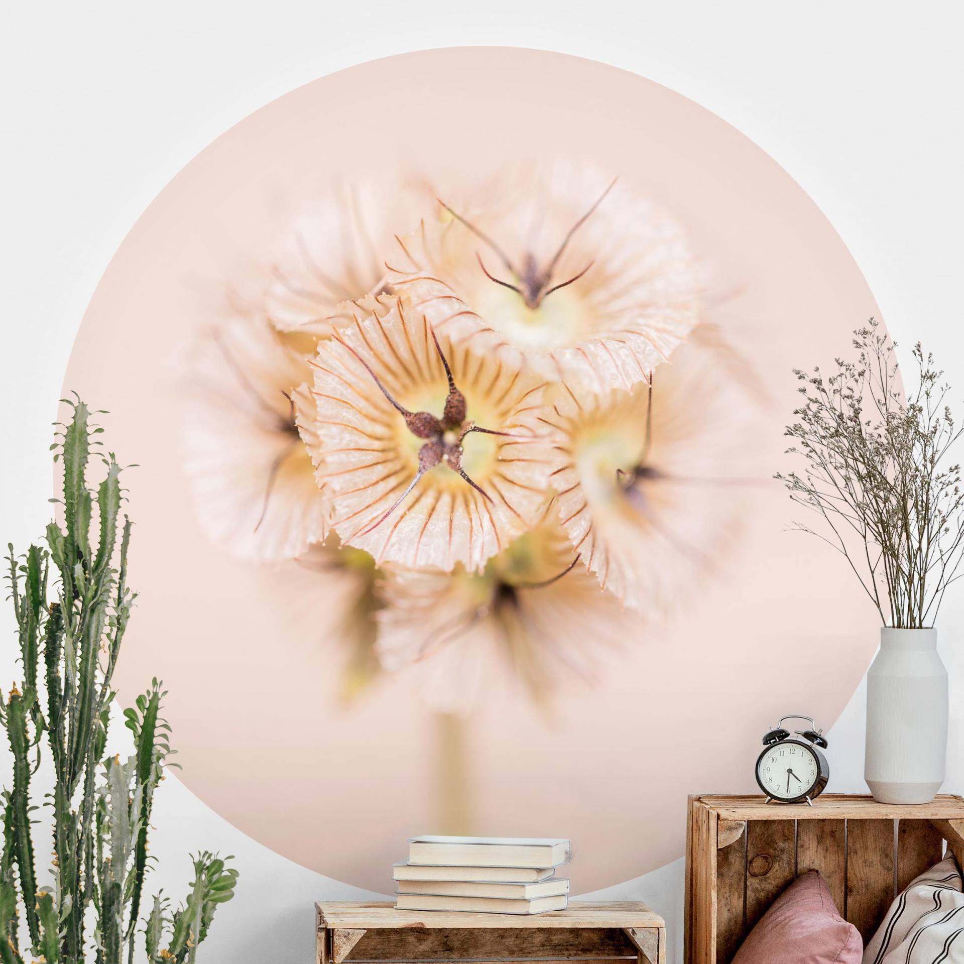 Runde Fototapete selbstklebend Pastellfarbener Blütenstrauß II von Klebefieber