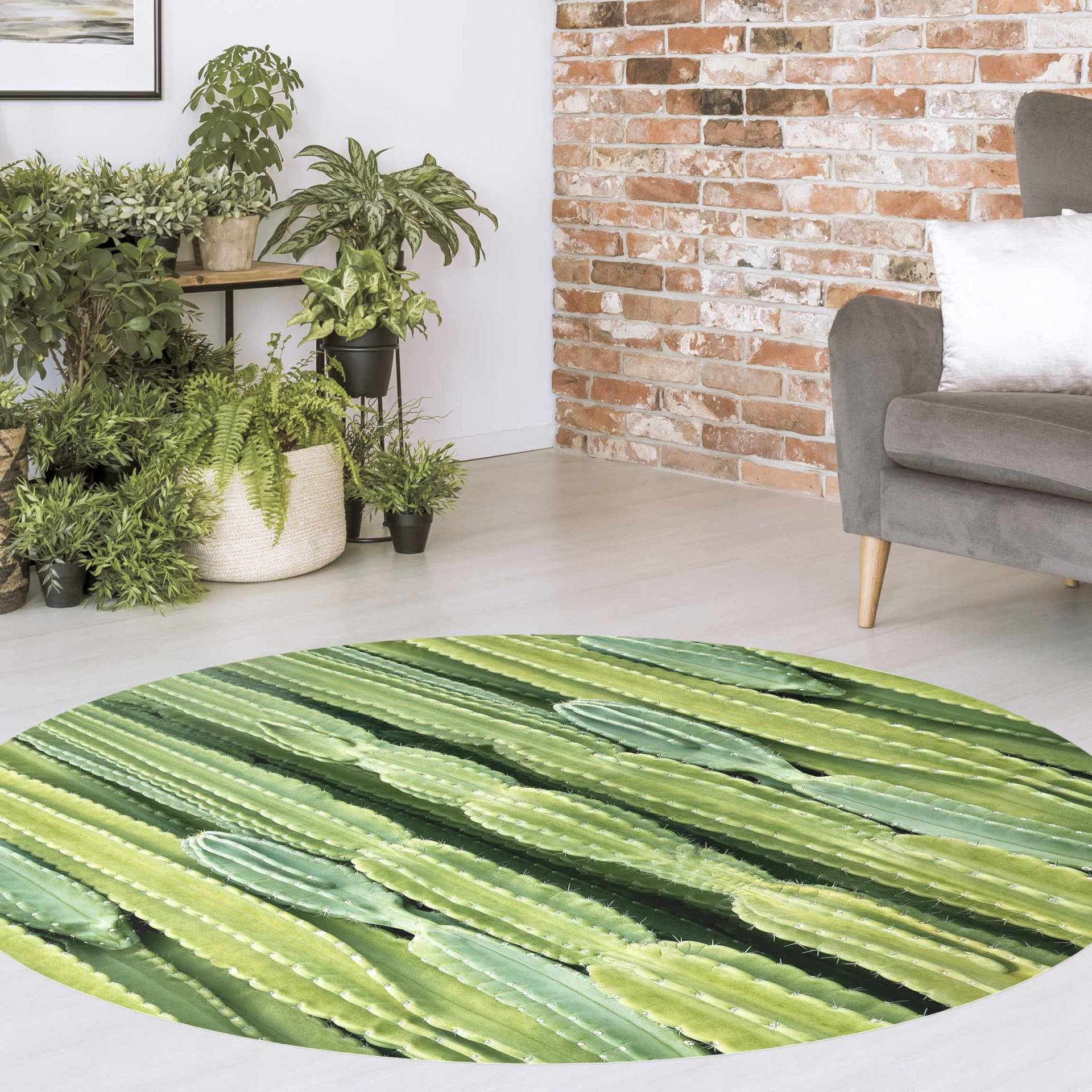 Runder Vinyl-Teppich Kaktus Wand von Klebefieber
