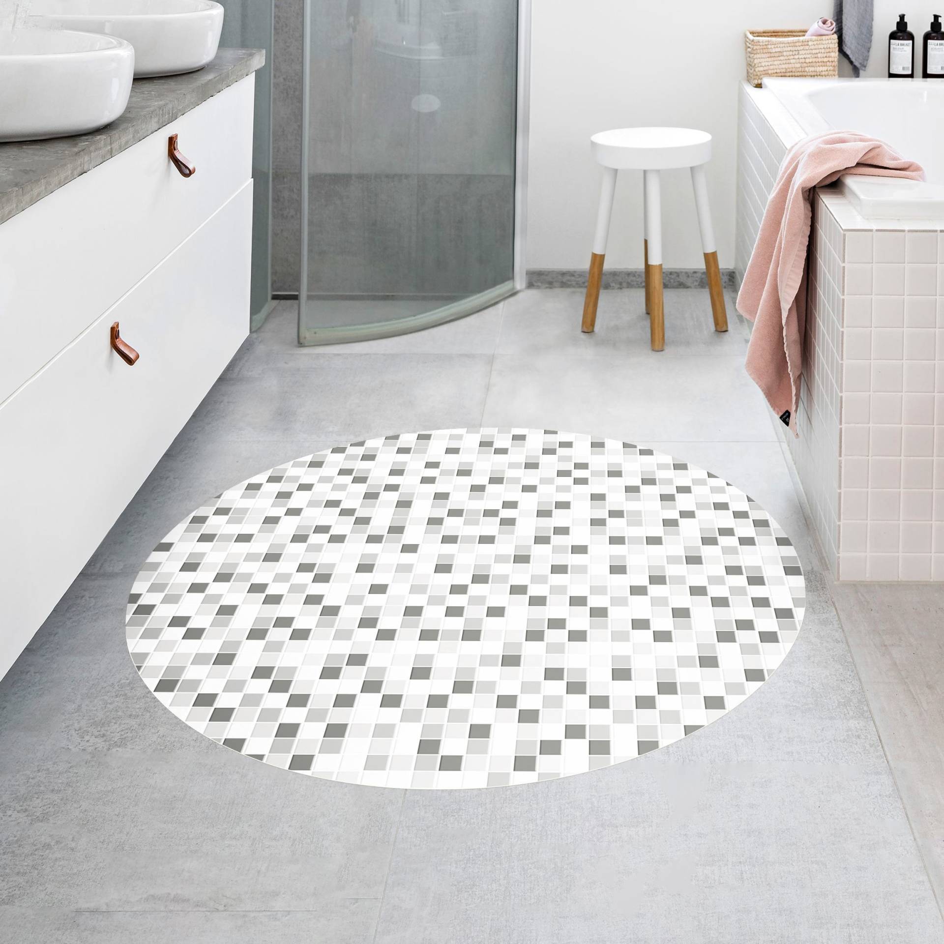 Runder Vinyl-Teppich Mosaikfliesen Winterset von Klebefieber