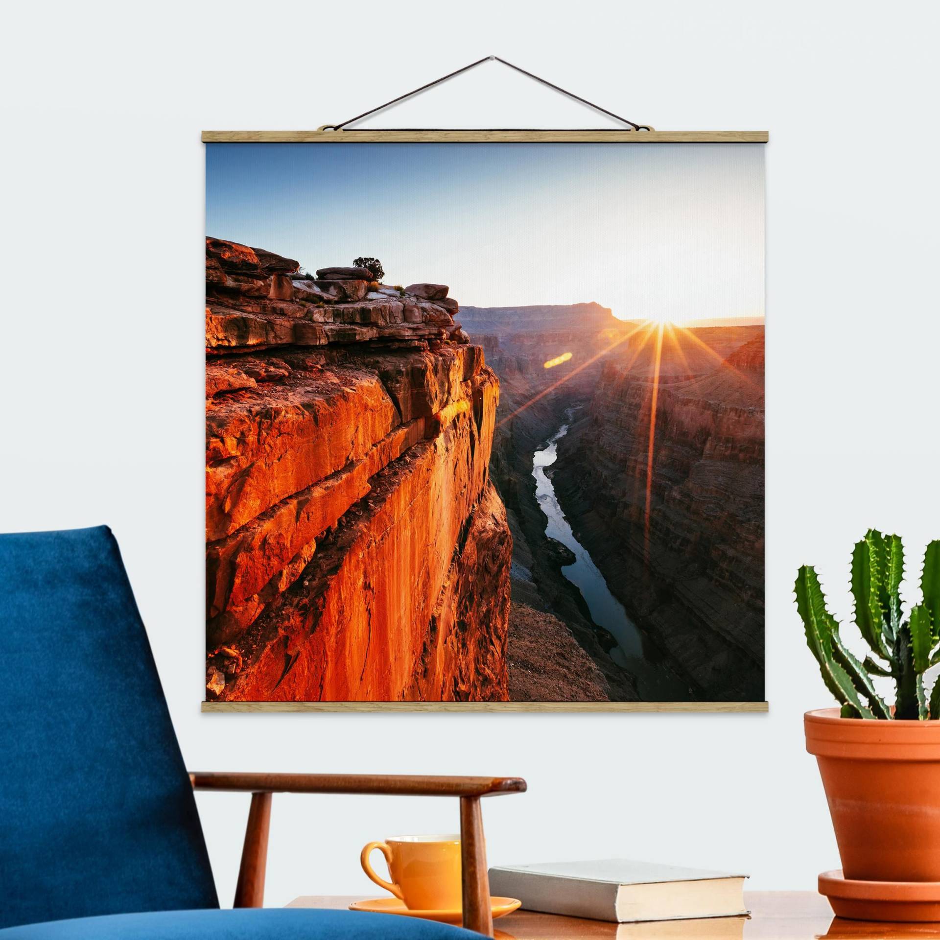 Stoffbild mit Posterleisten Sonne im Grand Canyon von Klebefieber