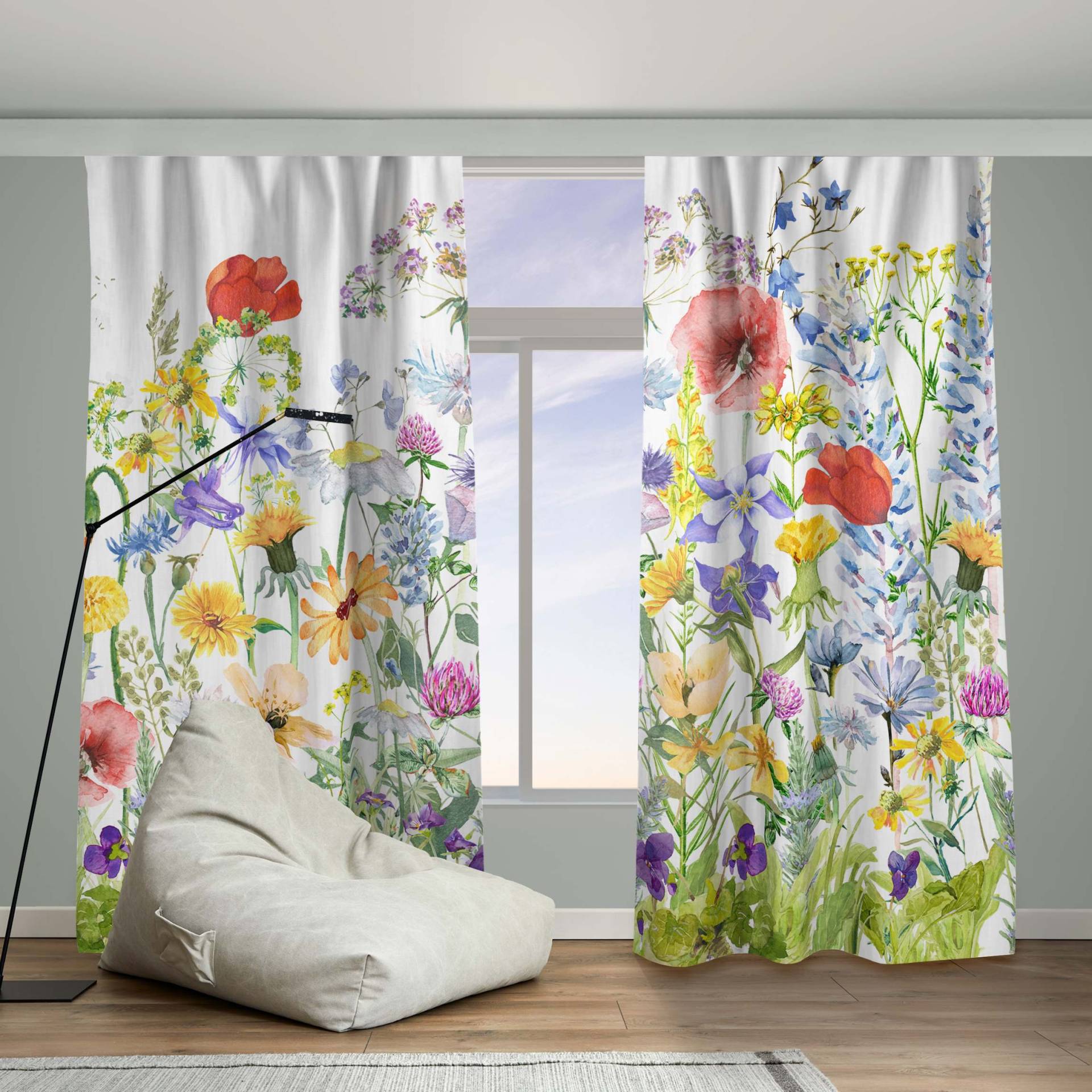 Vorhang Aquarellierte Blumenwiese von Klebefieber