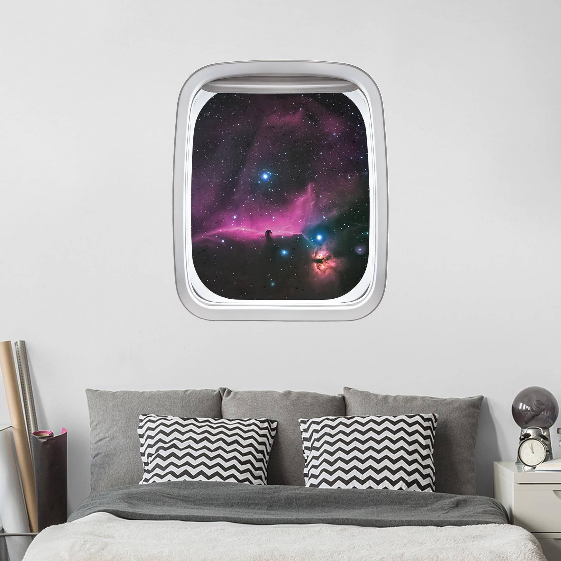 Wandtattoo Kinderzimmer Fenster Flugzeug Nebel des Orions von Klebefieber