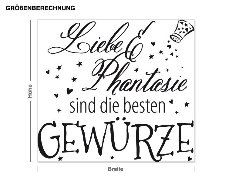 Wandtattoo Küchenspruch Gewürz Liebe & Kräuter Phantasie von Klebefieber