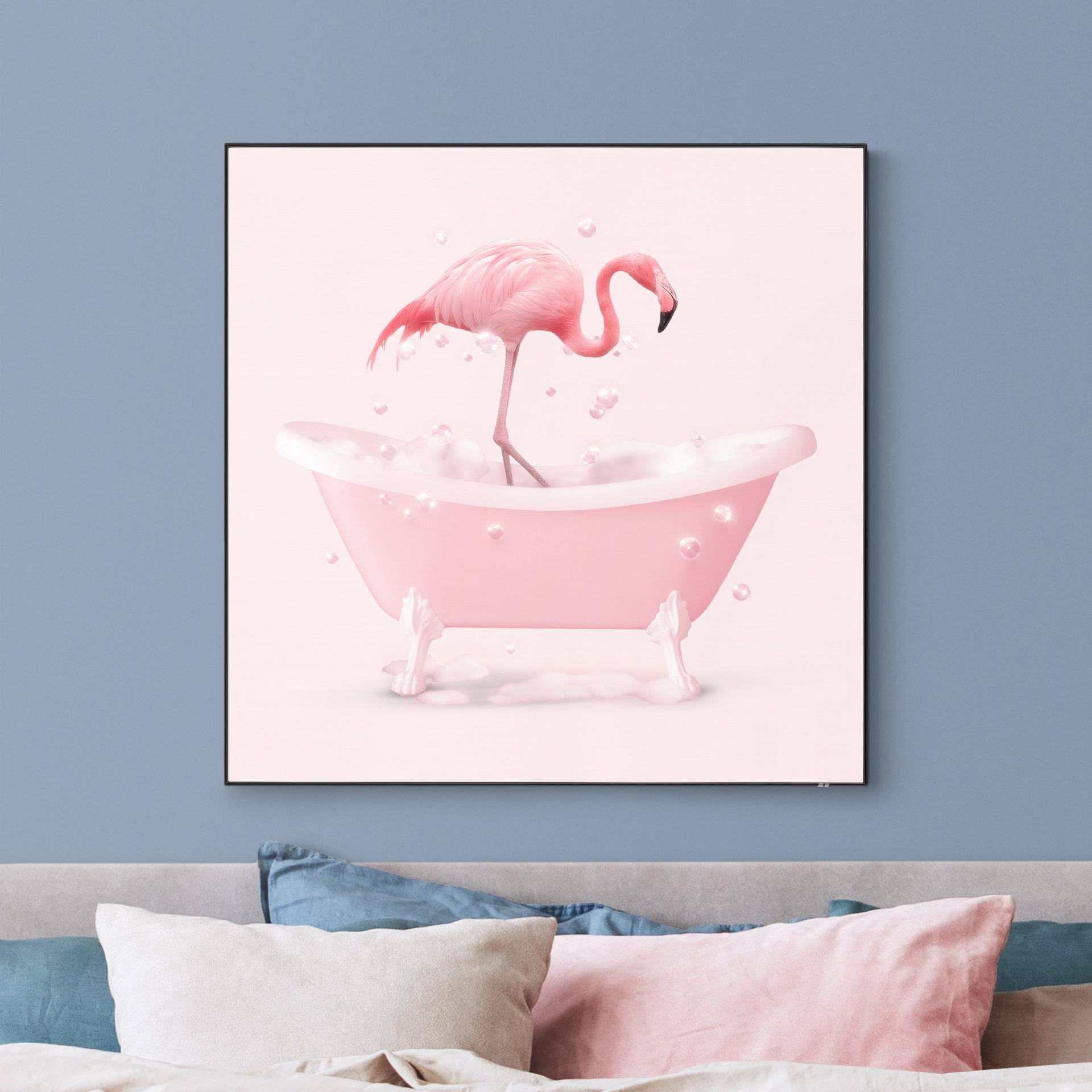 Wechselbild Badewannen Flamingo von Klebefieber