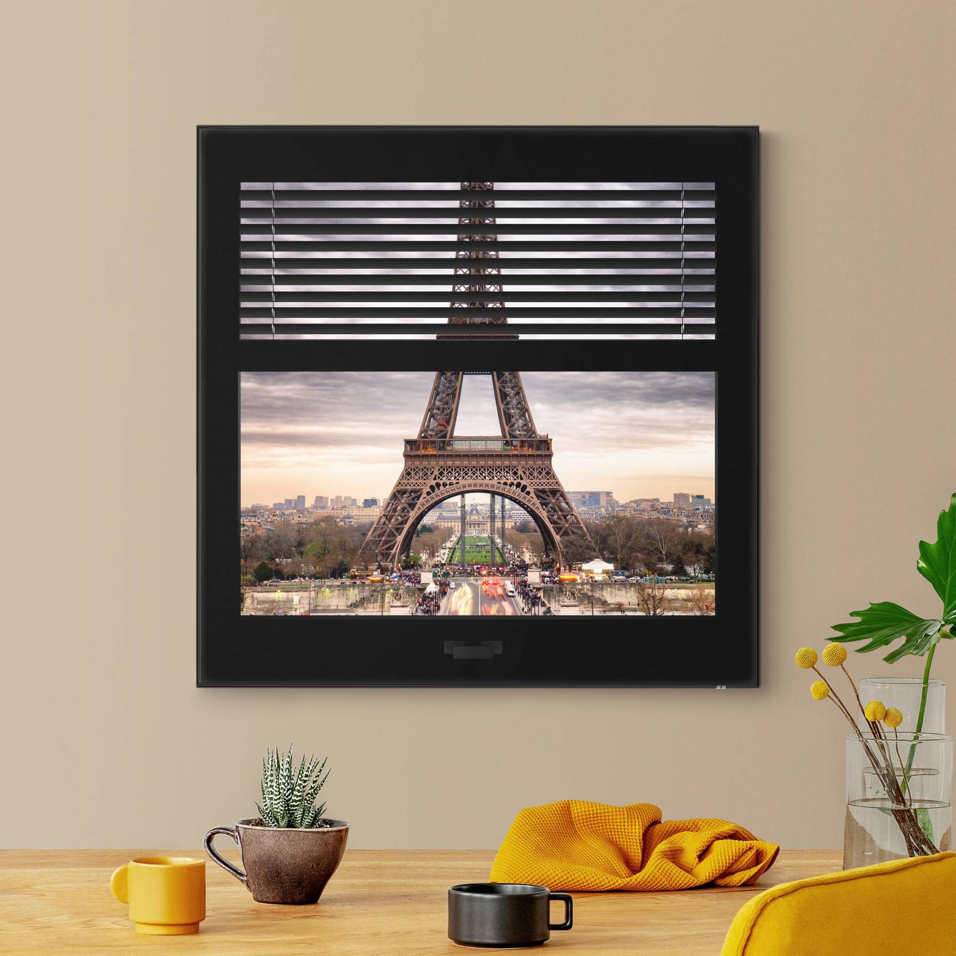 Wechselbild Fensterblick Jalousie - Eiffelturm Paris von Klebefieber