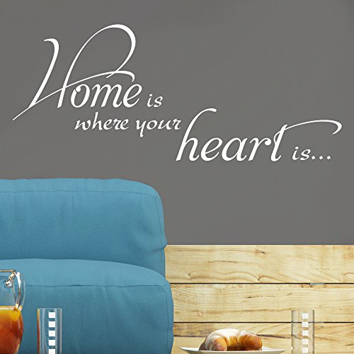 KLEBEHELD® Home is where your heart is Wandtattoo | Spruch | Wandspruch | Größe 120x50cm, Farbe schwarz von Klebeheld