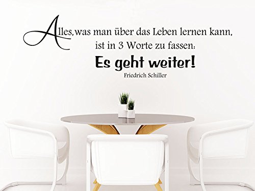 KLEBEHELD® Wandtattoo Alles, was man über das Leben lernen kann ist in 3 Worte zu fassen - es geht weiter. - Friedrich von Schiller (Farbe dunkelrot/Größe 80x24cm) von Klebeheld