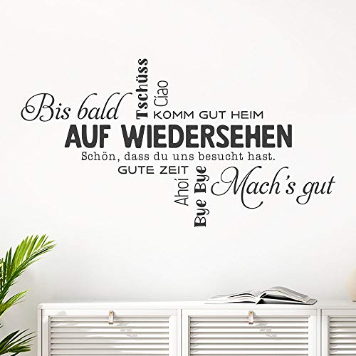 KLEBEHELD® Wandtattoo Auf Wiedersehen, Bis bald, Tschüss, Bye bybe, Ahoi | Wortwolke Verabschiedung für Flur und Eingang Farbe dunkelgrau, Größe 100x54cm von Klebeheld