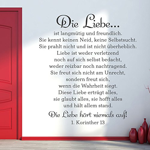 KLEBEHELD® Wandtattoo Das Hohelied der Liebe - 1. Korinther 13 | Bibel Zitat | Größe 53x60cm, Farbe braun von Klebeheld