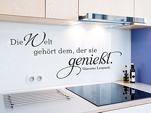 KLEBEHELD® Wandtattoo Die Welt gehört dem, der sie genießt. (Farbe grau/Größe 100x42cm) von Klebeheld