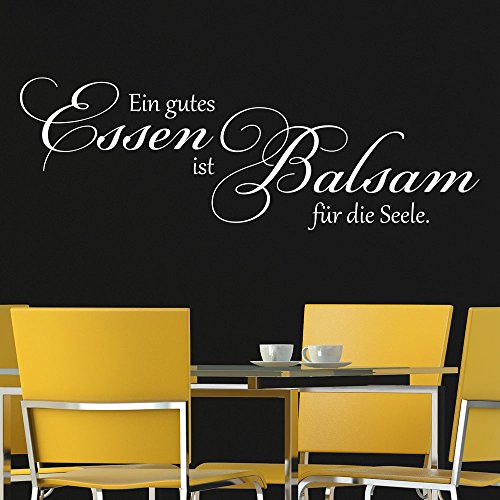 KLEBEHELD® Wandtattoo Ein gutes Essen ist Balsam für die Seele | Spruch für Küche oder Esszimmer | Größe 120x40cm, Farbe weiss von Klebeheld