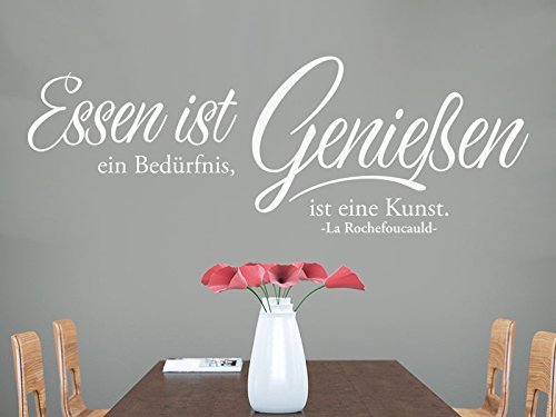 KLEBEHELD® Wandtattoo Essen ist Genießen... (Farbe hellgrau/Größe 120x42cm) von Klebeheld