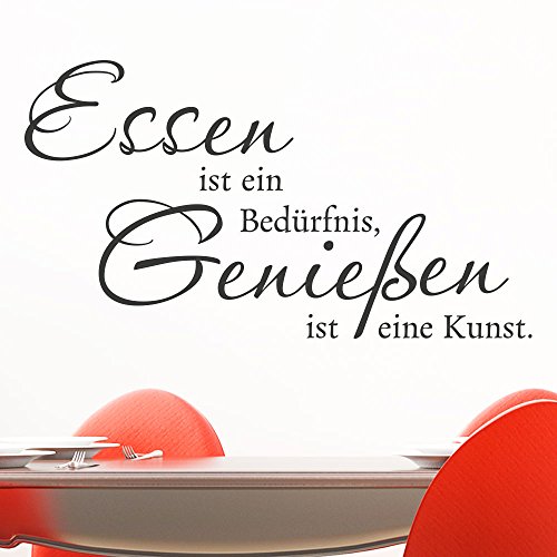 KLEBEHELD® Wandtattoo Essen ist ein Bedürfnis, Genießen ist eine Kunst | Küche, Esszimmer, Spruch Farbe hellrosa, Größe 120x66cm von Klebeheld