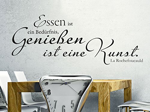 KLEBEHELD® Wandtattoo Essen ist ein Bedürfnis, Genießen ist eine Kunst. (Farbe dunkelgrau/Größe 80x31cm) von Klebeheld