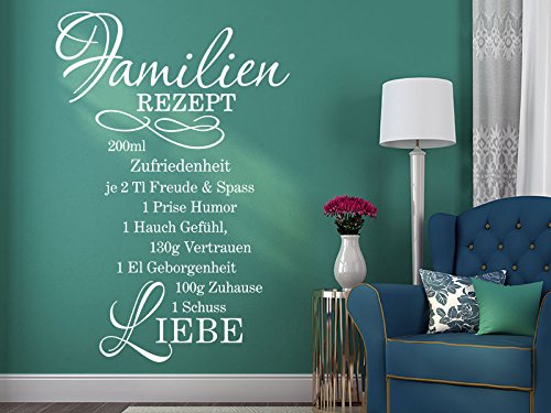 KLEBEHELD® Wandtattoo Familienrezept für Zuhause (Farbe silber/Größe 40x60cm) von Klebeheld