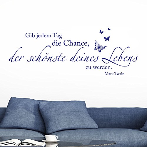 KLEBEHELD® Wandtattoo Gib jedem Tag die Chance, der schönste deines Lebens zu werden mit Schmetterlinge Farbe rot, Größe 140x51cm von Klebeheld