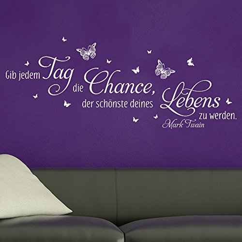 KLEBEHELD® Wandtattoo Gib jedem Tag die Chance, der schönste deines Lebens zu werden. - Zitat Mark Twain Farbe königsblau, Größe 140x56cm von Klebeheld