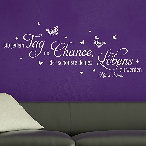 KLEBEHELD® Wandtattoo Gib jedem Tag die Chance, der schönste deines Lebens zu werden. - Zitat Mark Twain Farbe schwarz, Größe 140x56cm von Klebeheld
