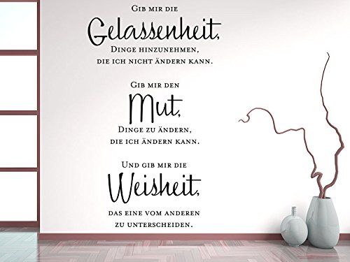 KLEBEHELD® Wandtattoo Gib mir die Gelassenheit, Dinge hinzunehmen, die ich nicht ändern kann. Gib mir den Mut, Dinge zu ändern, die ich ändern kann. Und gib mir die Weisheit, das eine vom anderen zu unterscheiden. ( Farbe silber / Größe 60x100cm ) von Klebeheld