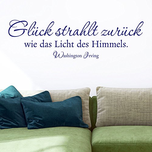 KLEBEHELD® Wandtattoo Glück strahlt zurück wie das Licht des Himmels | Washington Irving Zitat | Farbe dunkelgrün, Größe 100x29cm von Klebeheld