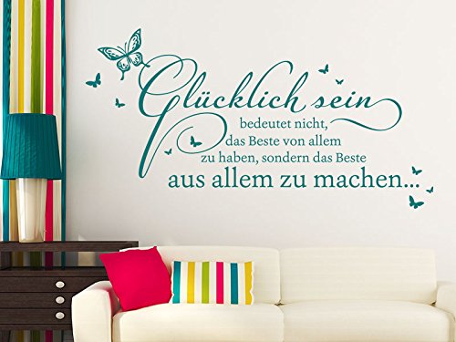 KLEBEHELD® Wandtattoo Glücklich sein bedeutet (Farbe weiss/Größe 100x52cm) von Klebeheld