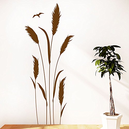KLEBEHELD® Wandtattoo Gräser | Grashalme | Pflanze Größe 38x90cm, Farbe dunkelgrau von Klebeheld