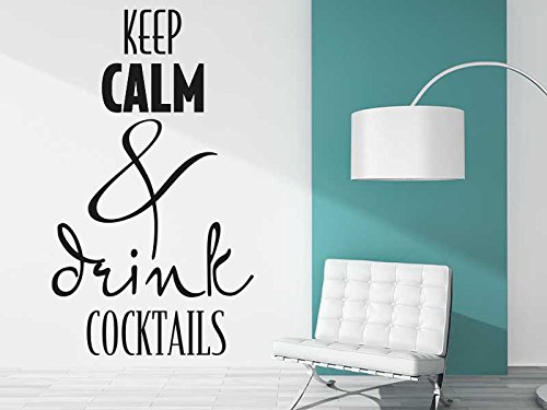 KLEBEHELD® Wandtattoo Keep calm and drink cocktails (Farbe weiss/Größe 58x100cm) von Klebeheld