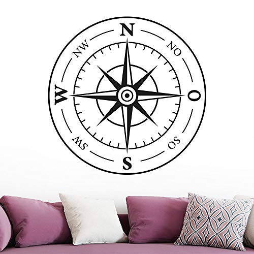 KLEBEHELD® Wandtattoo Kompass mit Himmelsrichtungen | Maritime Dekoidee für Wohnzimmer, Flur oder Kinderzimmer Farbe sandgrau, Größe 58x58cm von Klebeheld