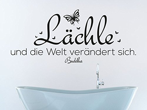 KLEBEHELD® Wandtattoo Lächle und die Welt verändert sich (Farbe enzian/Größe 80x35cm) von Klebeheld