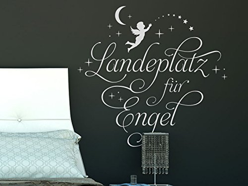 KLEBEHELD® Wandtattoo Landeplatz für Engel (Farbe schwarz/Größe 80x75cm) von Klebeheld