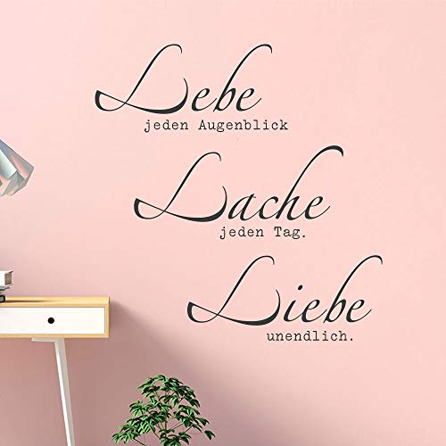 KLEBEHELD® Wandtattoo Lebe jeden Augenblick, Lache jeden Tag, Liebe unendlich | Spruch Wohnzimmer | Farbe schwarz, Größe 77x80cm von Klebeheld