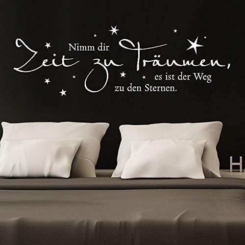 KLEBEHELD® Wandtattoo Nimm dir Zeit zu träumen, es ist der Weg zu den Sternen - Dekoidee Schlafzimmer Wandsticker Traum Sterne Farbe schwarz, Größe 80x26cm von Klebeheld